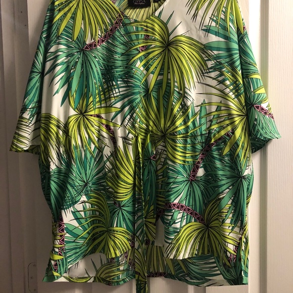 Gypsy by Mara Hoffman Tropical Leaf Tunic Sz Large - Picture 3 of 7